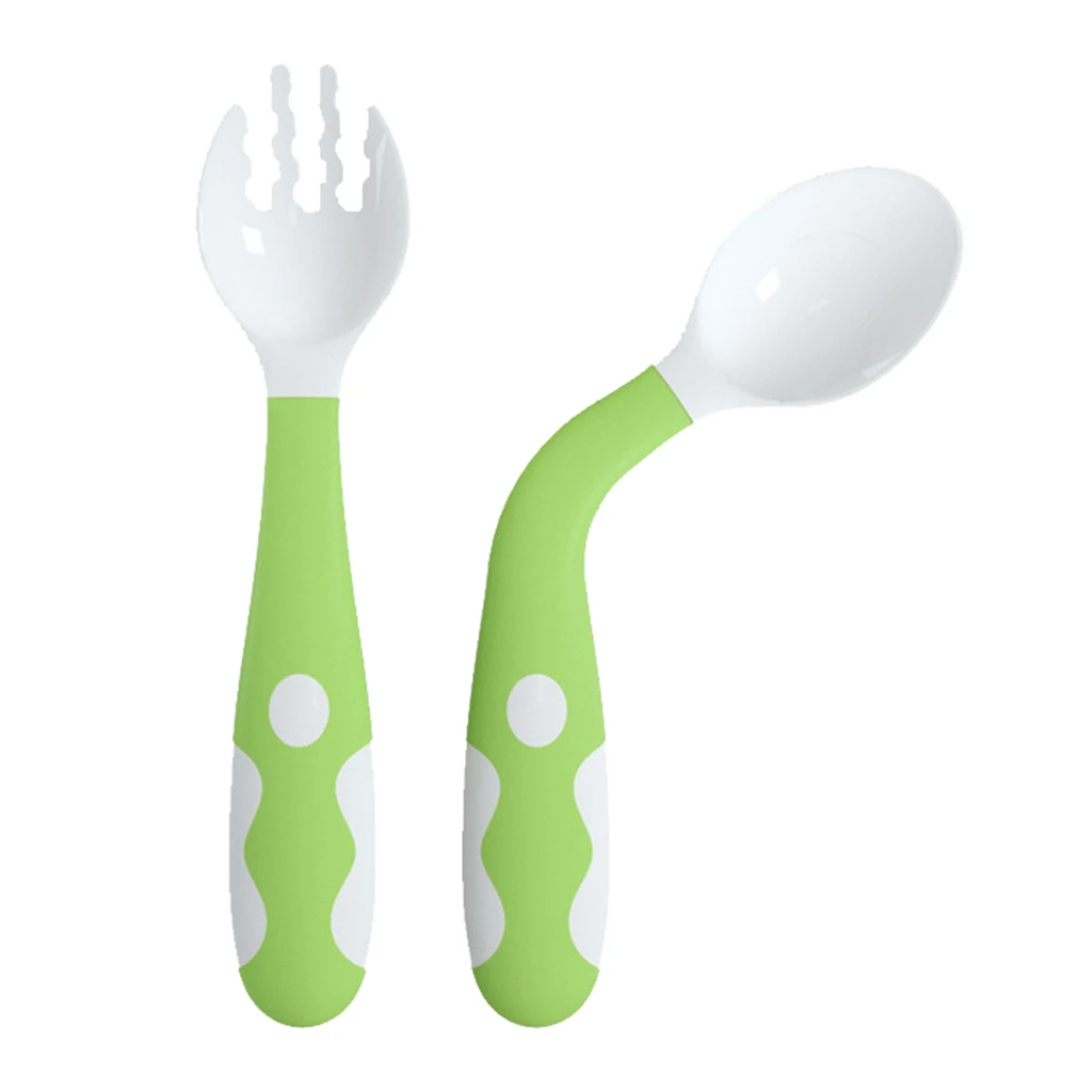 2pcs Silicone Baby Toddler Infant Spoons Fork Learn To Eat Safety Baby Newborn Toddler Spoons Folks Feeding