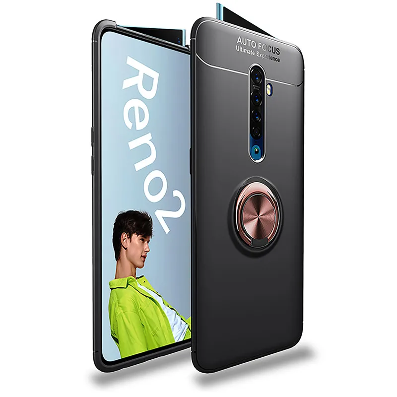 Металлический чехол с кольцом для пальца для OPPO A9 A5 чехол для телефона Мягкий ТПУ силиконовый задний чехол для OPPO A9 противоударный чехол - Color: Black rose gold