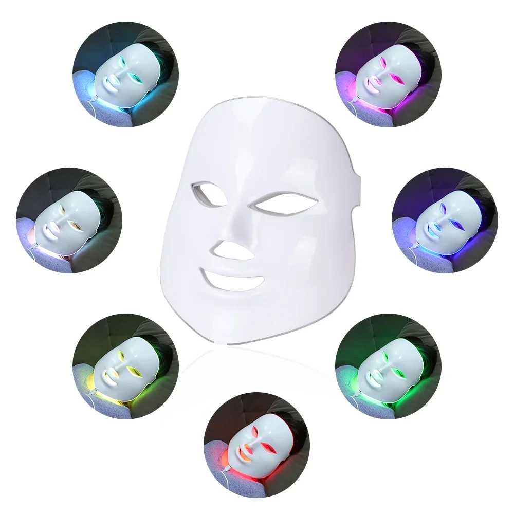 Baratos Foreverlily belleza fotón LED máscara Facial terapia 7 colores de luz para el cuidado de la piel rejuvenecimiento arruga eliminación de acné cara belleza Spa