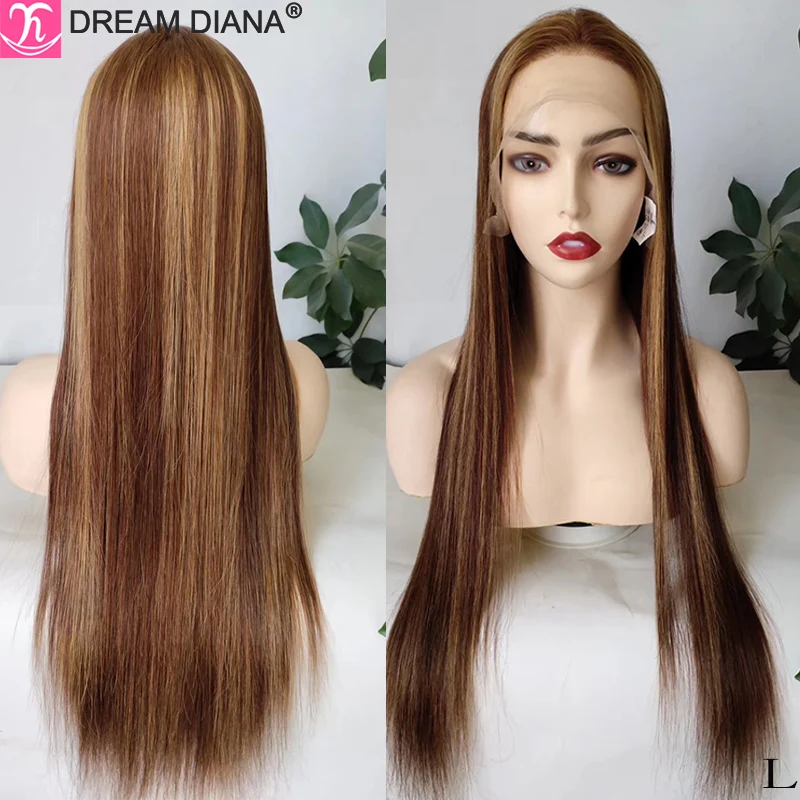 

DreamDiana Ombre Straight Human Hair Wig Remy Hair 150 Density 13x4 Lace Front Human Hair Wigs 100% Colored Human Hair Wigs M