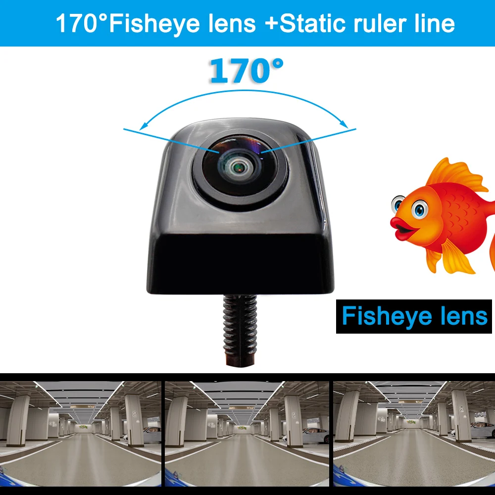 170 Degree car Fisheye Lens Vehicle Backup Camera Car Rear View Reverse Trajectory Camera with Dynamic Guide Line Metal Shell
