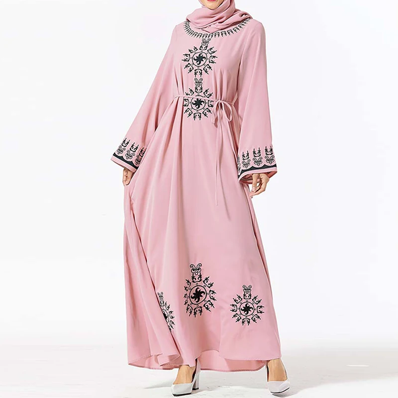 pink dress Кафтан абайя Дубайский хиджаб мусульманское платье девушки Исламская одежда Абая для женщин турецкие платья Пакистан кафтан баджу мусульманская Wanita - Цвет: pink dress