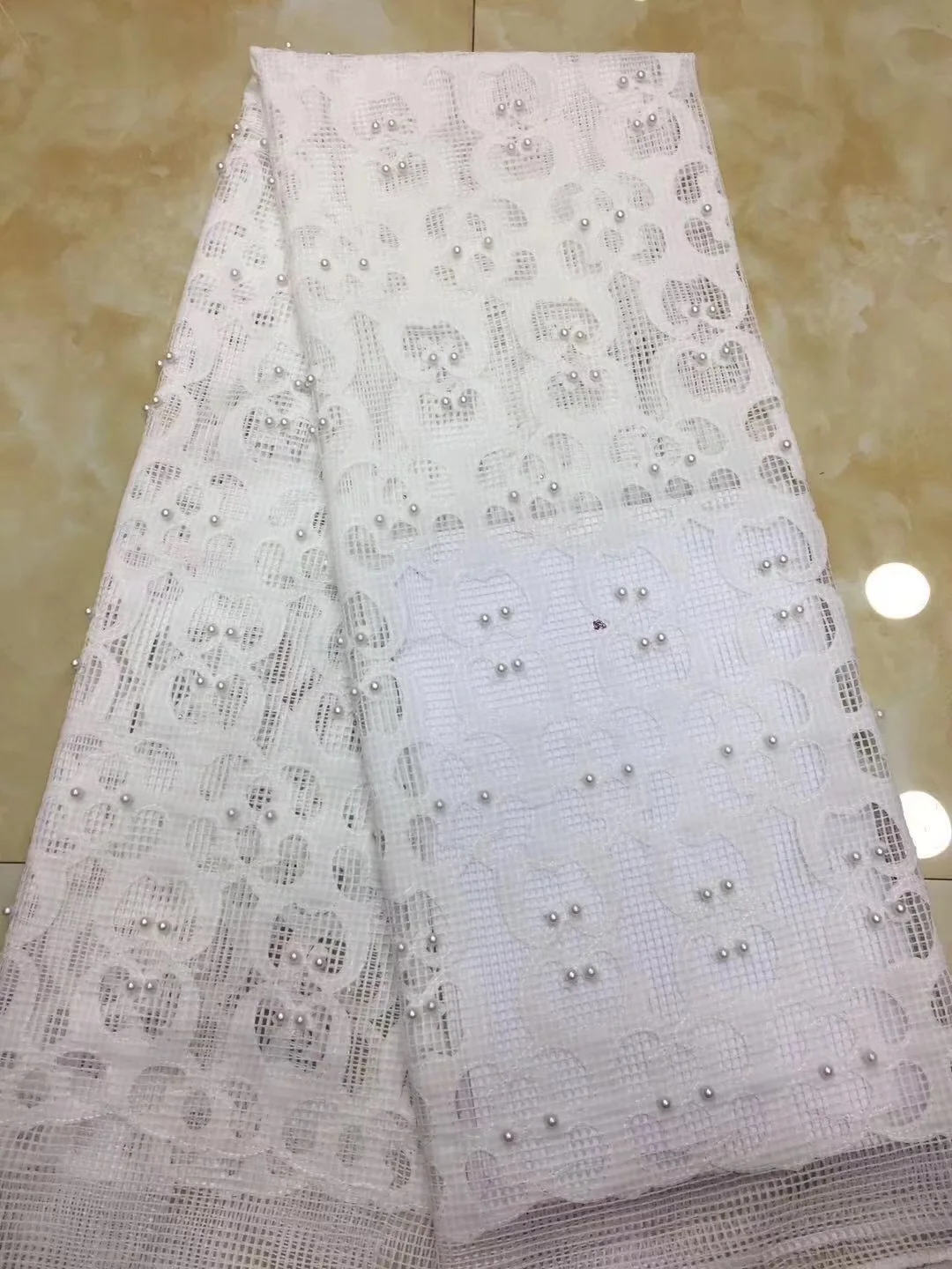 5 yards free ship by DHL High Quality African Lace Fabric New French Cord Pearls Nigerian Fabrics for Dress D86 | Дом и сад