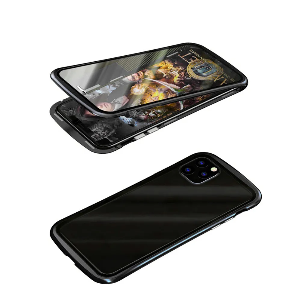 Магнитный адсорбционный чехол для iPhone 11 pro max чехол 11pro стеклянный чехол металлический бампер для iPhone 11 чехол для телефона Fundas 920#2