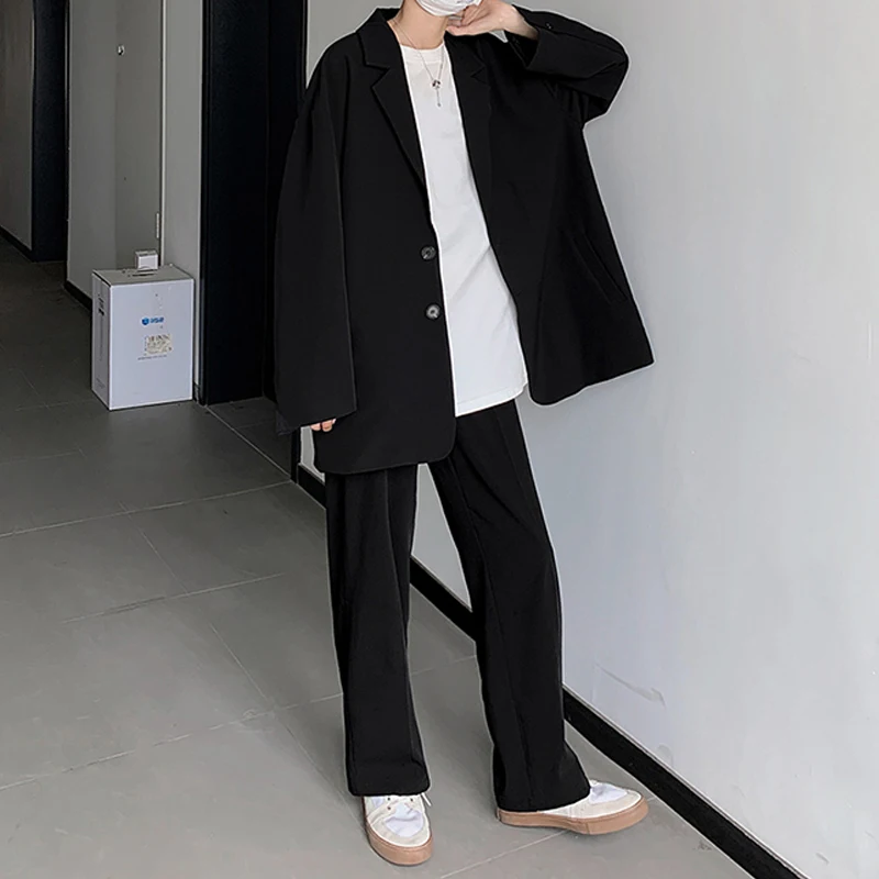 Brown Black Blazer Men Fashion Society Mens Dress Jacket Korean Loose Casual Suit Jacket Mens Office Formal S-2XL