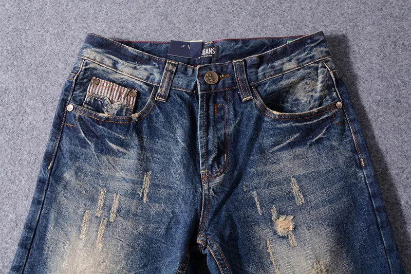 Модные Классические Мужские джинсы Slim Fit хлопок рваные джинсы для мужчин Уличная Хип Хоп брюки hombre dsel джинсы homme