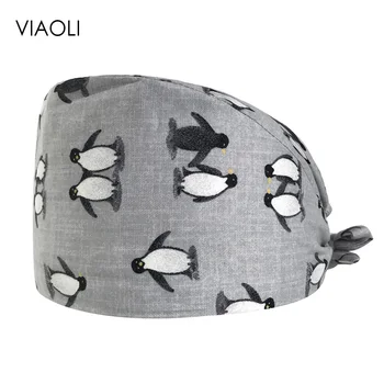 

Unisex doctor nurse hat classic cotton print fashion unisex medical working caps adjustable surgical caps multi-purpose work cap