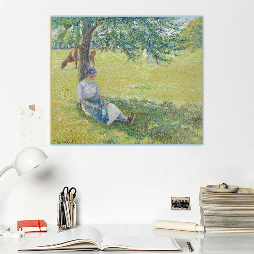 Citon Camille Pissarro gargardeuse de vaches Eragny Canvas холст картина маслом известная Постер декор для