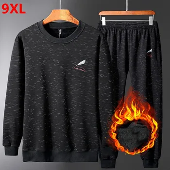 

Autumn new plus size training suit 9XL Sweater suit sports plus velvet set 8XL sweatjogging suit