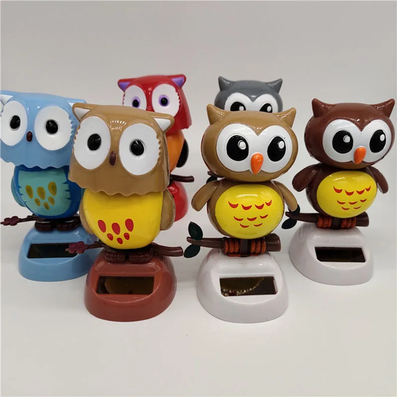 1pcs Solar Powered Cute Owl Birds Shaking Head Car Ornament Solar Toys