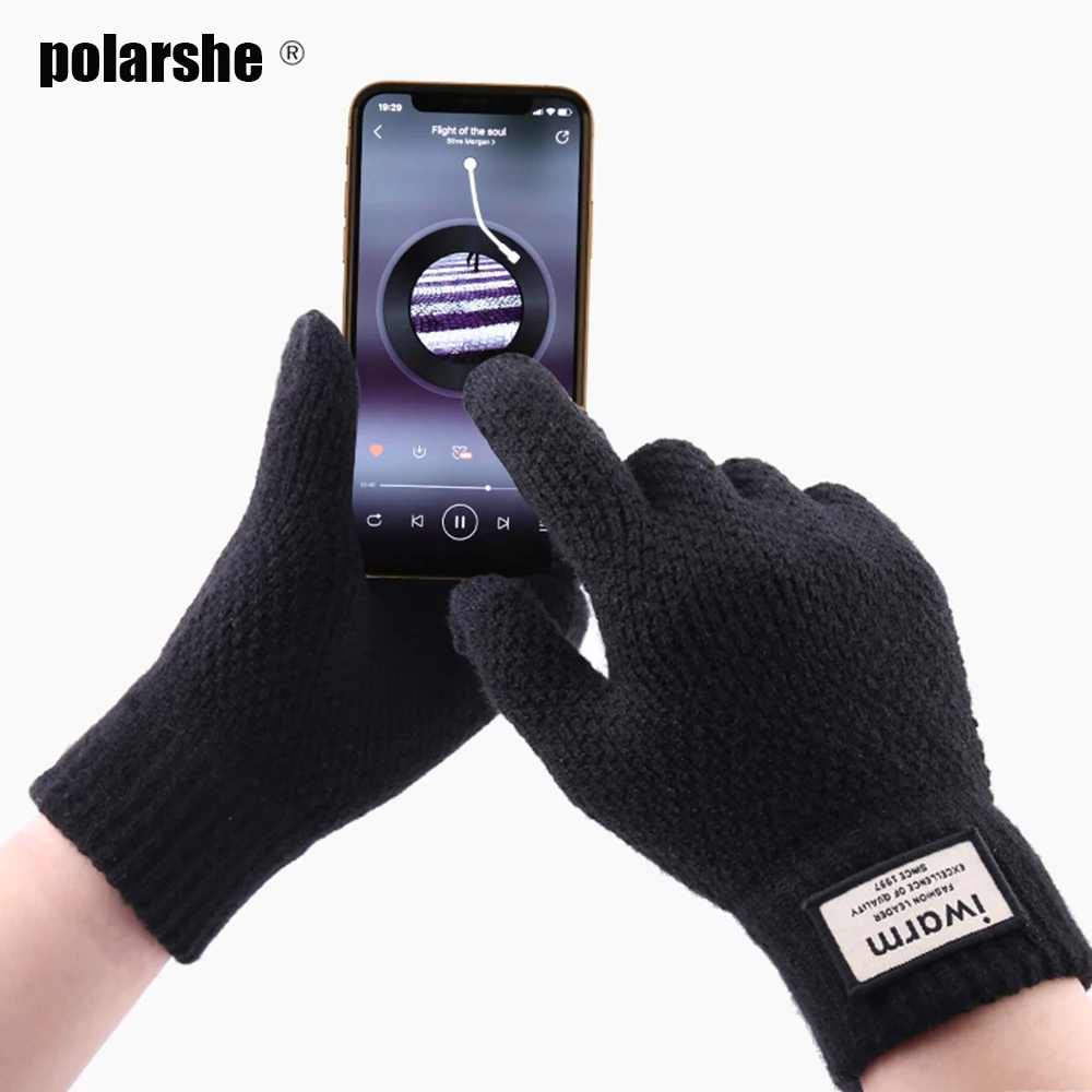 Winter Men Knitted Gloves Touch Screen High Quality Male Mitten Thicken Warm Wool Cashmere Solid Men Autumn Business Gloves