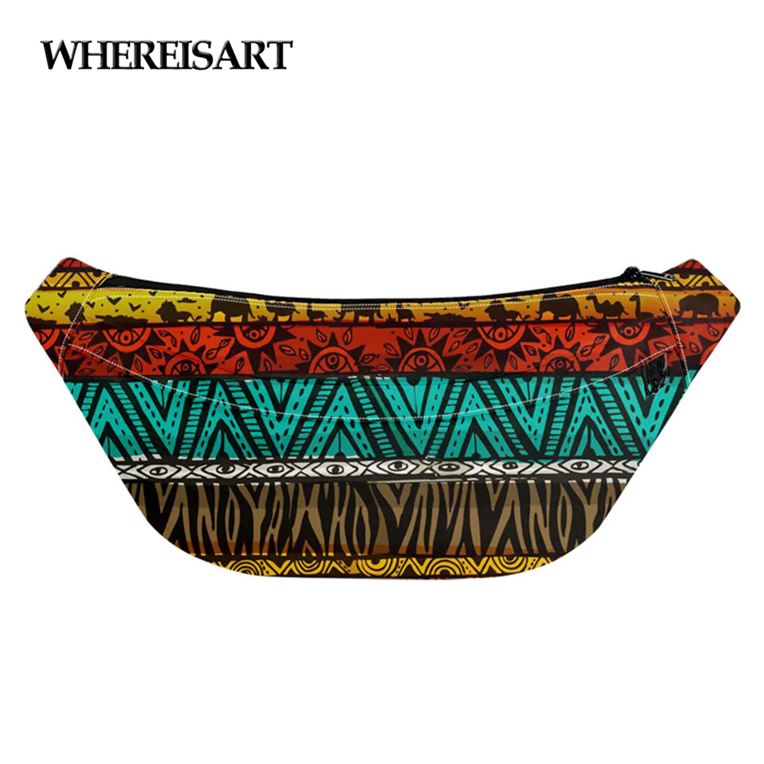 

WHEREISART Stylish African Dashiki Design Waist Bags Women Fanny Pack Bum Bag Adjustable Banana Bags Belt Pouch for Ladies