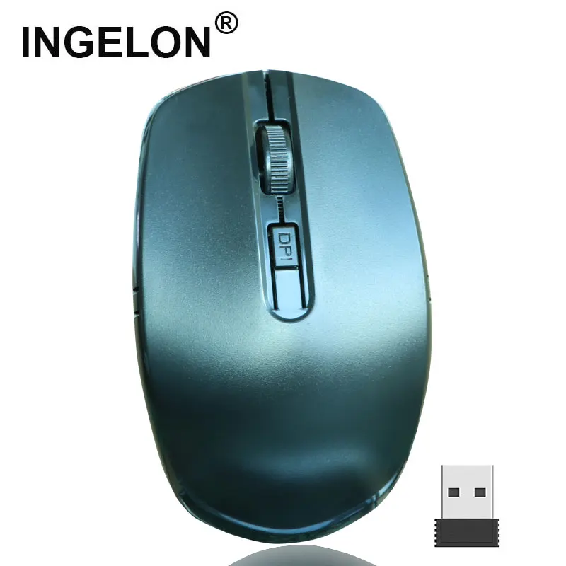 Беспроводная мышь Ingelon 1600 dpi, оптическая черная мышь с usb-приемником для ноутбука и ПК, для домашнего и офисного использования, 2,4 ГГц, портативная мышь