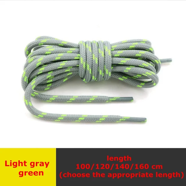 1 Pair High Density Weaving Shoe Laces Round Fine Texture Shoelaces Outdoor Leisure Sneakers Boot Shoelace 100/120/140/160CM Light gray green