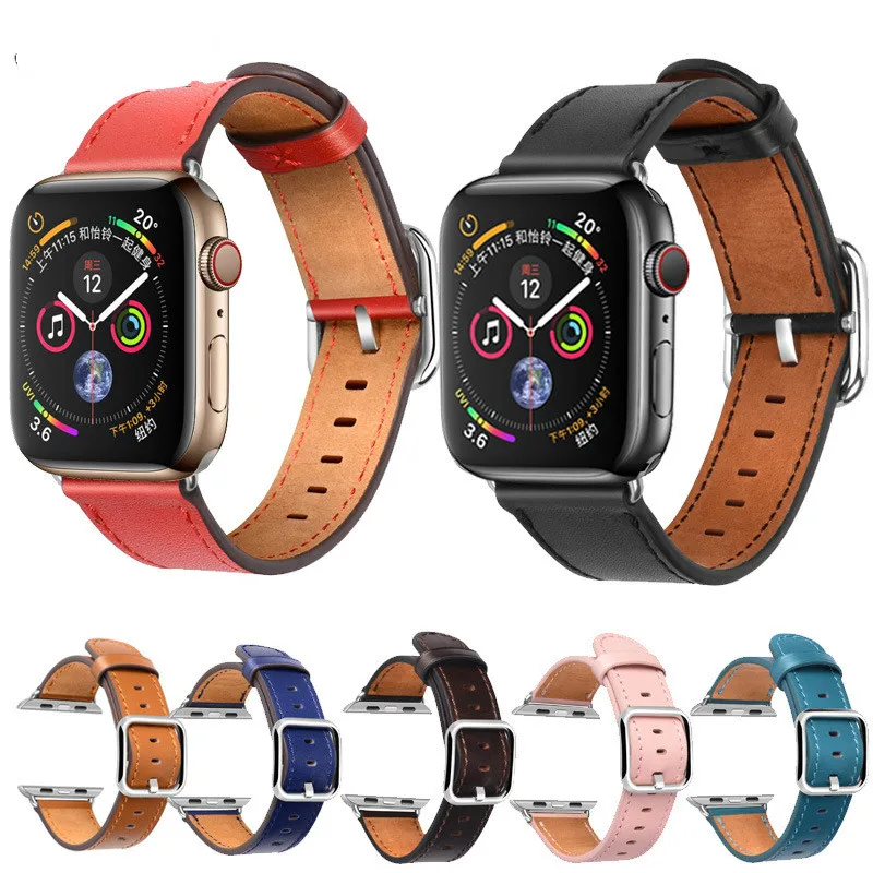 Кожаный ремешок для apple watch 4 44 мм из коровьей кожи наручных часов iwatch серии группа