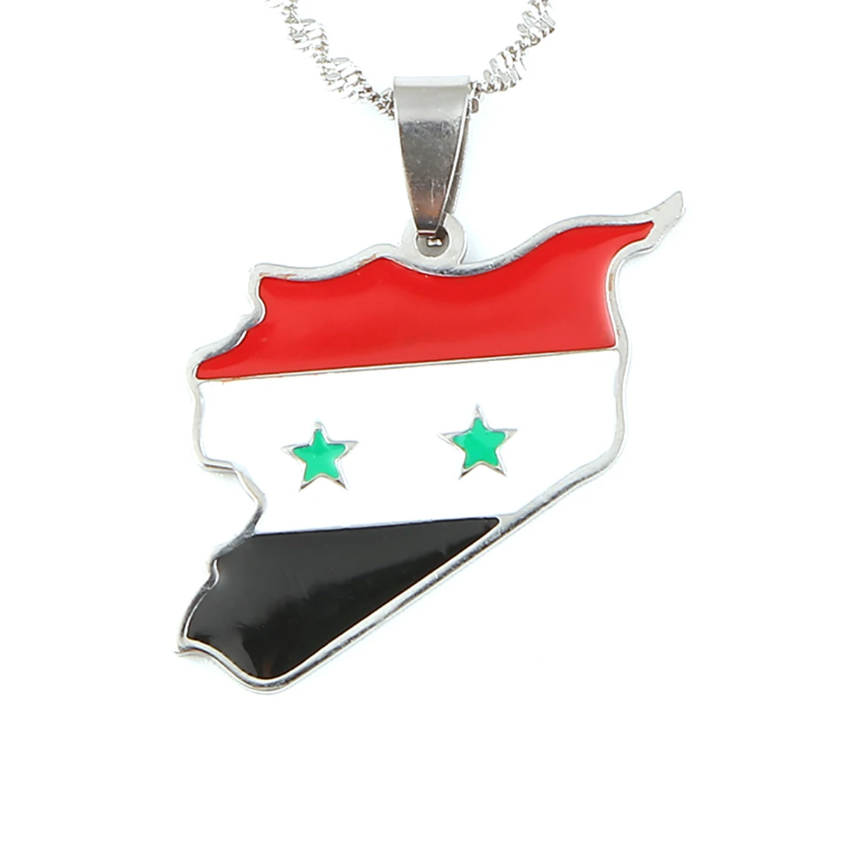 Из нержавеющей стали, карта, кулон в форме флага, ожерелья для мужчин, модные ювелирные украшения для сирийцев