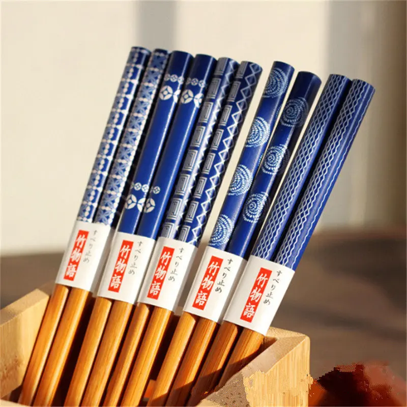 Creative New 5 Pairs Reusable Chopsticks Natural Wood Chopsticks Chinese Set Handmade Gift Pack Hashi Sushi Food Sticks
