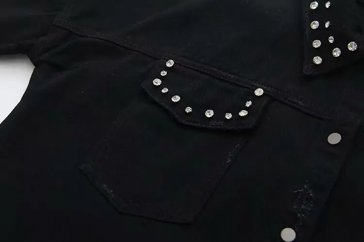 TB80-19114 Европейская и американская мода Pin джинсы с бусинами куртка
