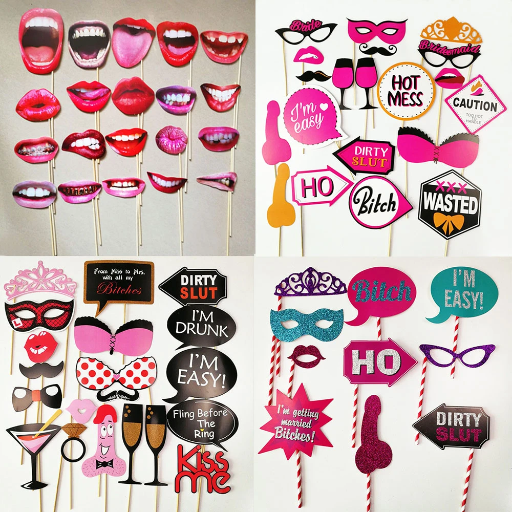 Bachelorette Party Photo Booth props mask stick Hen Funny naughty night out 