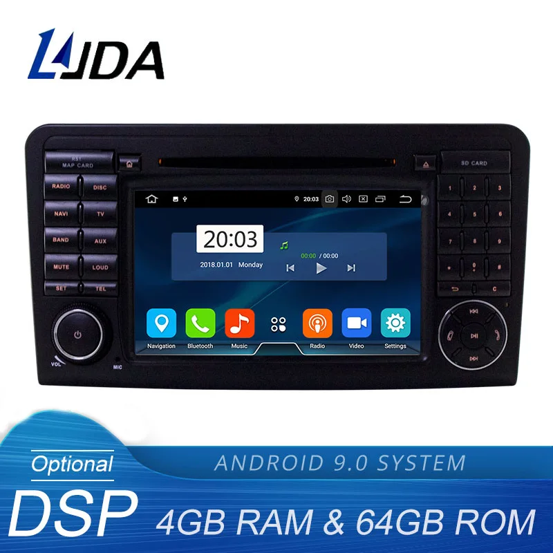 LJDA 2 Din Android 9,0 Автомагнитола для Mercedes Benz ML CLASS W164 ML350 ML300 Автомобильный мультимедийный плеер стерео аудио gps DVD wifi DSP