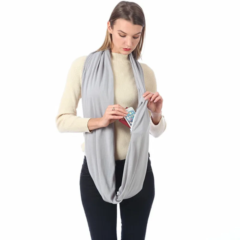 Длинный 180 см женский шарф с карманом