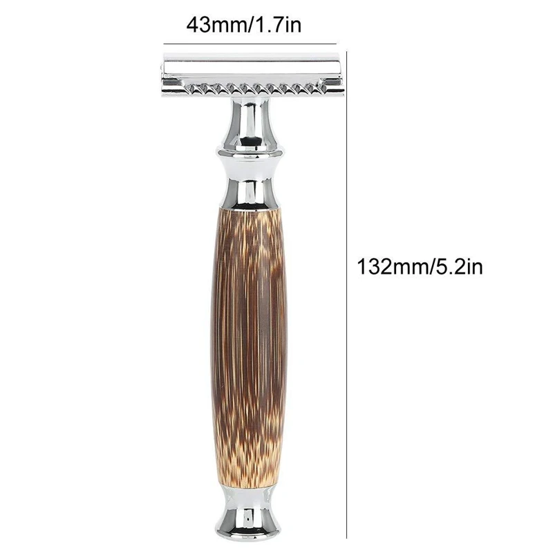 Бритва с двойной окантовкой и длинной ручкой из натурального бамбука для лучшего бритья