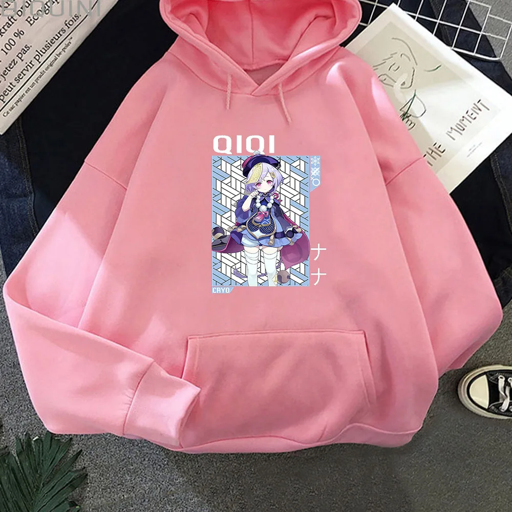 

QiQi Genshin Impact Graphic Hoodie Women Kawaii Clothes Aesthetic Cartoon Printing STREETWEAR Winter/Autumn Pullovers Anime Yes