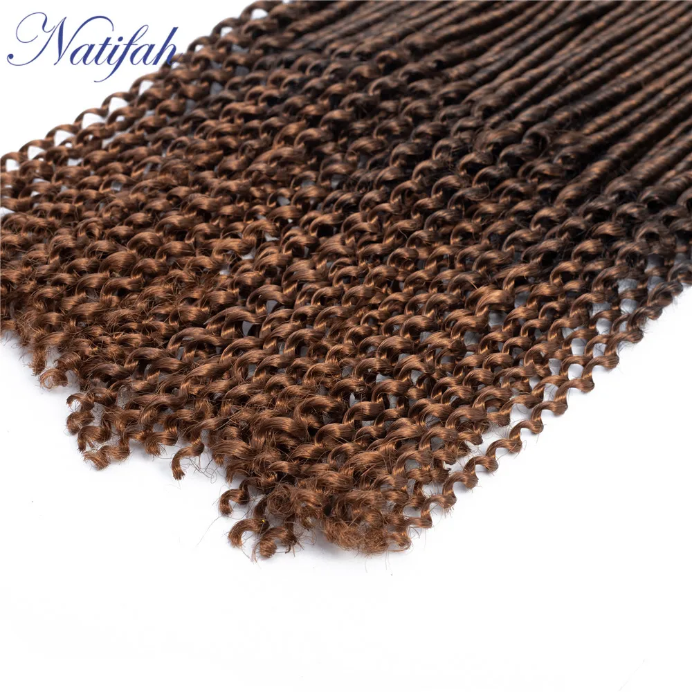 Natifah богиня Faux locs Curly вязание крючком косы волос 18 дюймов Синтетические дредоки для наращивания плетение волос 20 корней/упаковка кудрявый конец