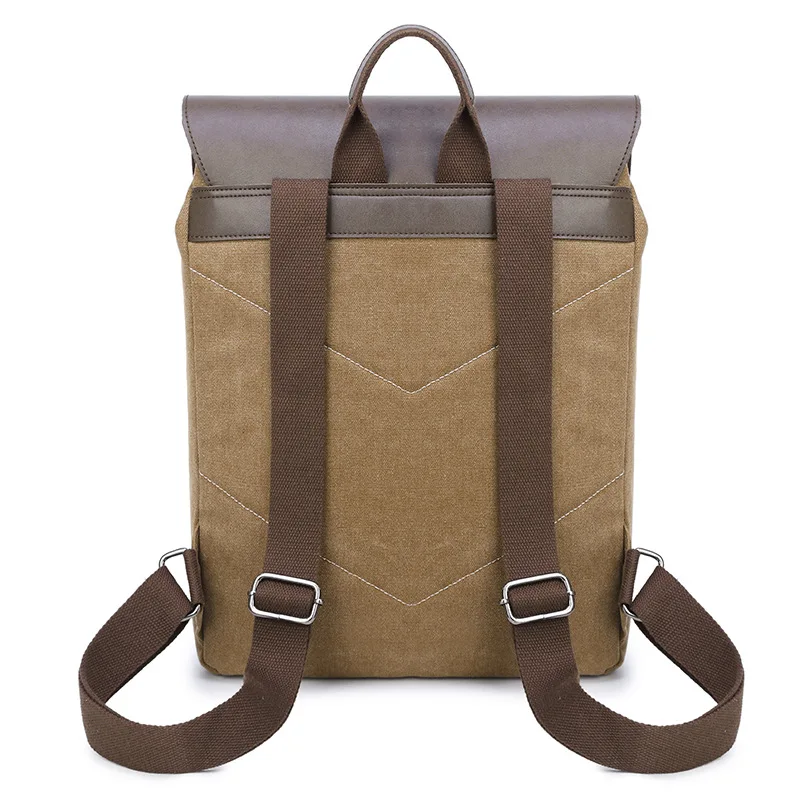 

Sail with Leather Backpack Men's Business Computer Backpack Hot Selling Solid Color Canvas Bag Multi-functional Computer Bag