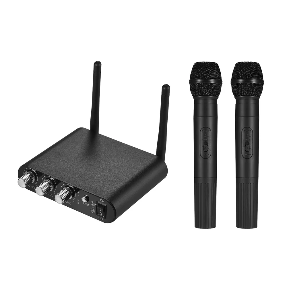 

Professional Live Equipment Wireless Handheld Microphone System with 2 Cordless Mics and Receiver Box Optional 10 Channels