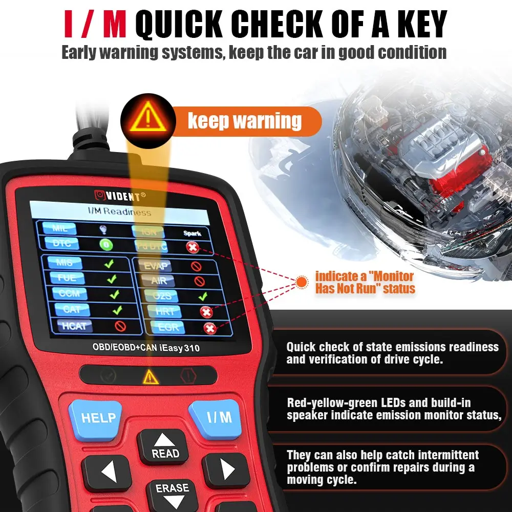 Vident easy310 Enhanced OBDII/EOBD+ CAN код ридер с функцией проверки батареи
