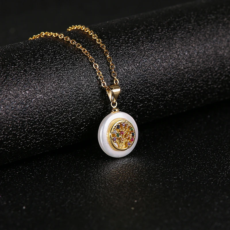 Fashion Golden Stainless Steel Colored Zircon Tree Of Life Pendant Necklace Charm Women Jewelry | Украшения и аксессуары