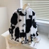 Retro Cow Leopard Printing Women Backpacks Autumn Winter Soft Plush School Bags Female Casual Large Capacity Travel knapsacks 4