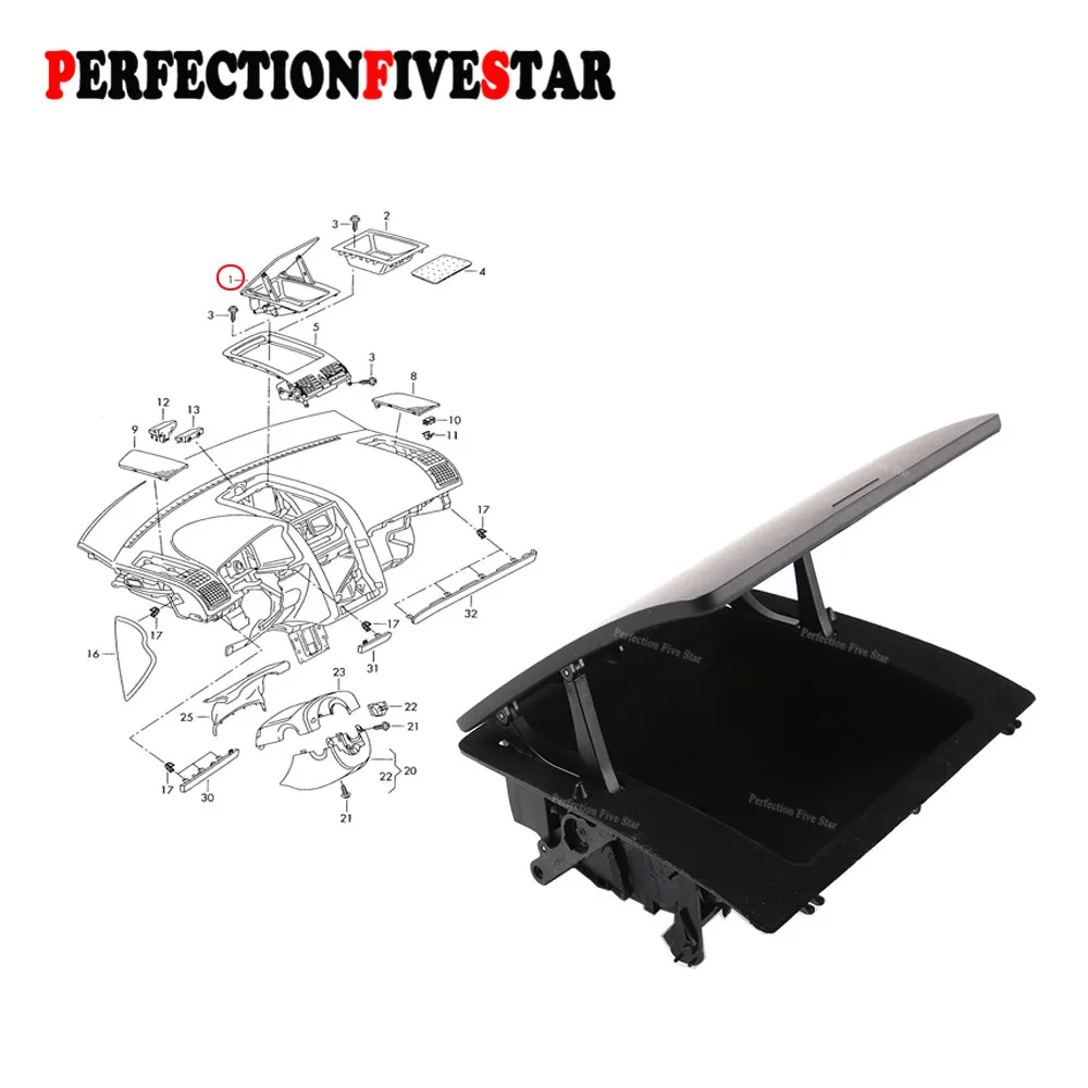Tapa De Bandeja De Almacenamiento Para Volkswagen Touran 2003-2010 - Repuesto Negro En ABS, Número OEM 1T1857921b