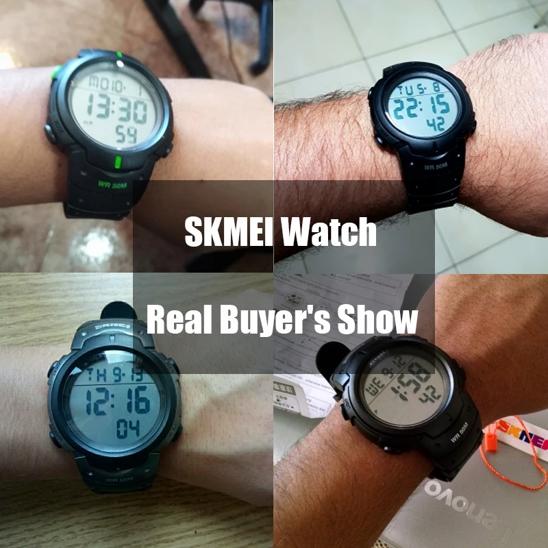SKMEI 1068 Man Watch Fashion Big Numbers Show Sport Style 50M Waterproof Alarm Clock Digital Men Wrist Watch Relogio Masculino