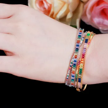 

Colorful Cross AAA zircon stone gold filled charm bracelet femme fashion gift bangles bracelets for women pulseras mujer jewelry