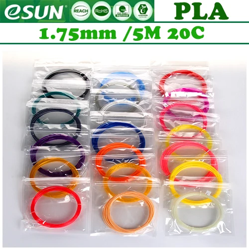 Нить esun PLA+/ABS+/пластик для 3d принтера, нить для 3d ручки/5 м 20C/1 кг 340 м/ из России - Цвет: PLA 5M 20C