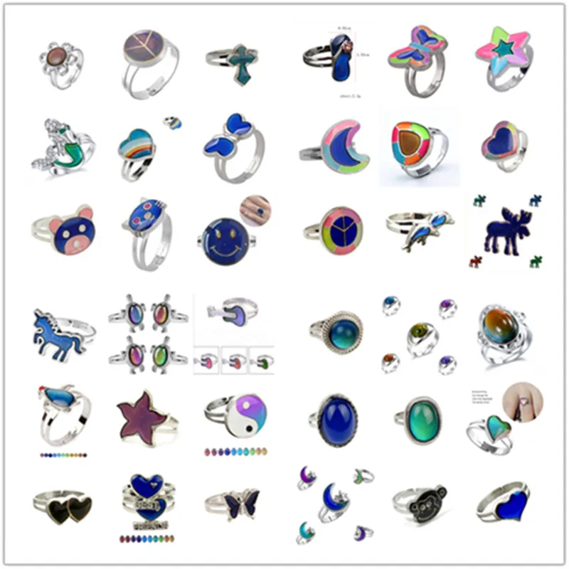 Lovers' Heart-Shaped Ring Color Change Mood Ring Adjustable Emotion Feeling Changeable Temperature 1PC Gift for Adjustable Rings Color Change Ring Finger Ring