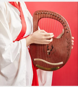 

Reindeer 16 Strings Wooden Mahogany Lyre Harp String Musical Instrument with Pickup Tuning Tool Cleaning Cloth