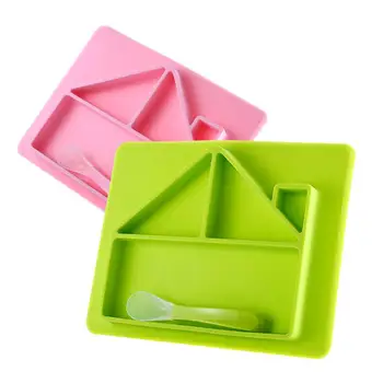 

Cartoon House Shape Silicone Suction Plate Baby Silicone Tableware Anti-drop Suction Cup Exercise Sucker Bowl For Toddlers