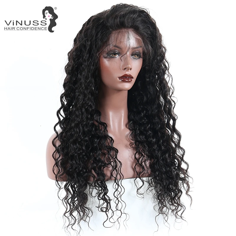 

Full Lace Human Hair Wigs With Baby Hair Brazilian Deep Curly Full Lace Wig For Women Remy Hair Wig Pre Plucked Free Part Vinuss