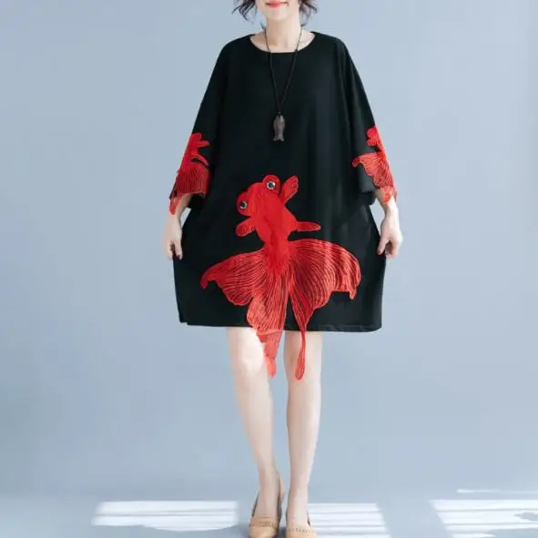 Летняя футболка платье 2019 Женская Лоскутная длинная большого размера женская