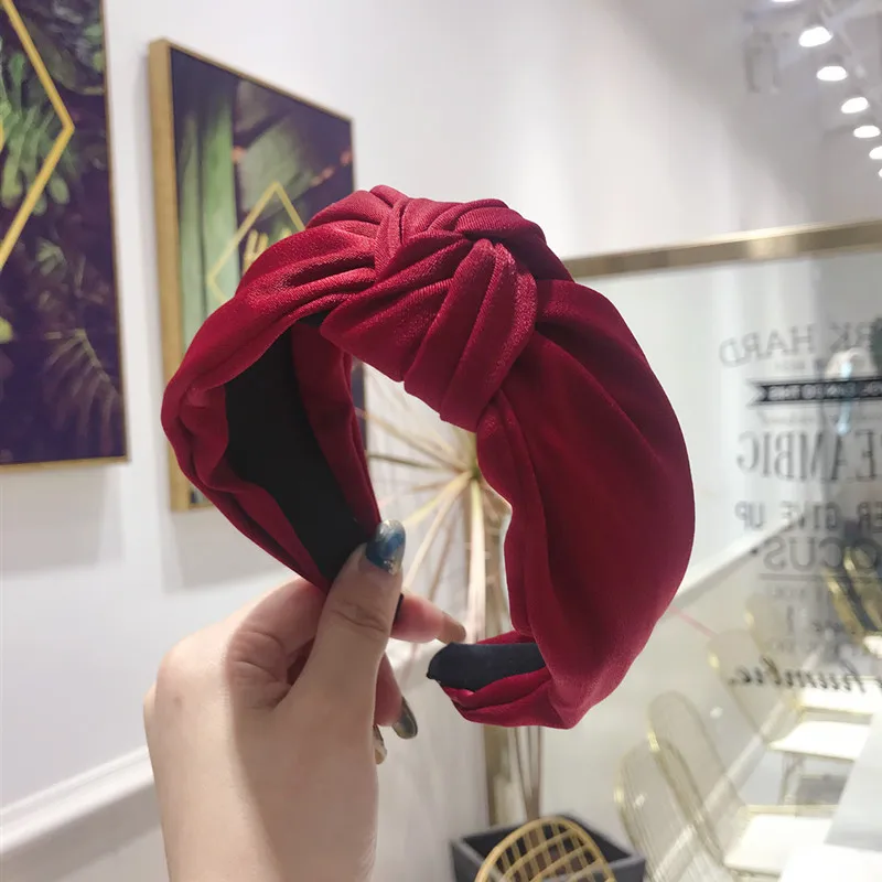 Однотонные аксессуары для волос в Корейском стиле, цветные повязки на голову для девочек - Цвет: Красный