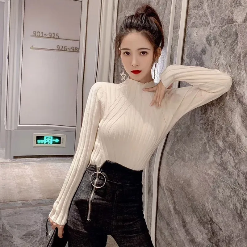Women Autumn Spring Korean Version Long Sleeve Loose Sweater Women Slim 7 Colors Sweater Black Bottoming Sweater Women Autumn Spring Korean Version Long Sleeve Loose Sweater Women Slim 7 Colors Sweater Black Bottoming Sweater