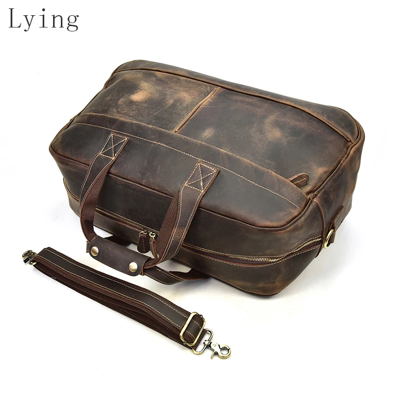 Men genuine leather travel bag 18" Real leather travel Weekend bag large vintage crazy horse leather luggage bag Big Tote bag