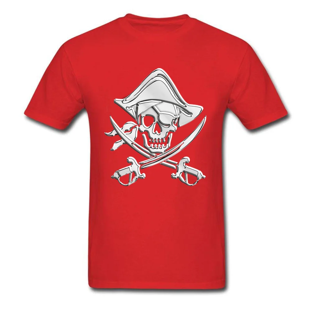 Custom Chrome Like Pirate Crossbones Man Top T-shirts Newest Summer/Autumn Tops & Tees Round Neck 100% Cotton Fabric Tee Shirt Chrome Like Pirate Crossbones red