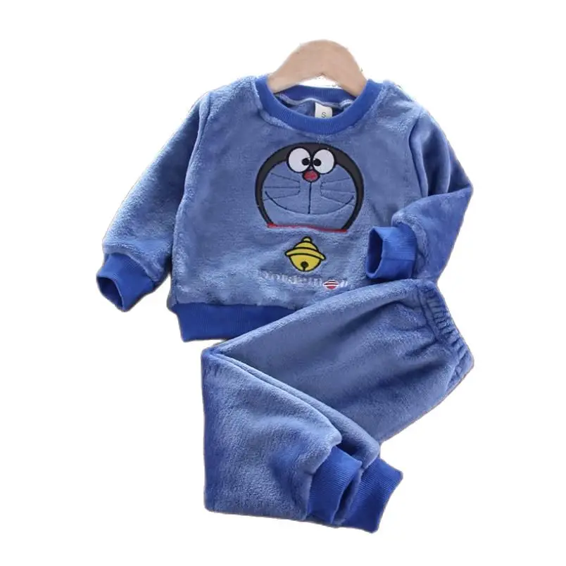New Autumn Winter Baby Clothes Pajamas Sets Girls Pajamas Children Warm Flannel Fleece Catoon Bear Kids Sleepwear Home Suit 0-6Y