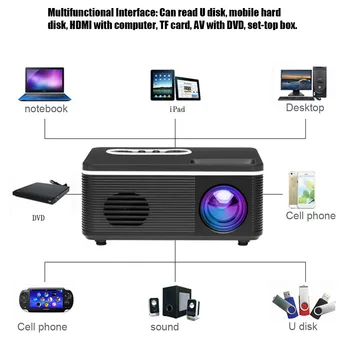 

Audio Video Handheld 1080P HD Multifunctional Laptop Smartphone Home Theater Mini Projector USB VGA HDMI Teaching Led Office