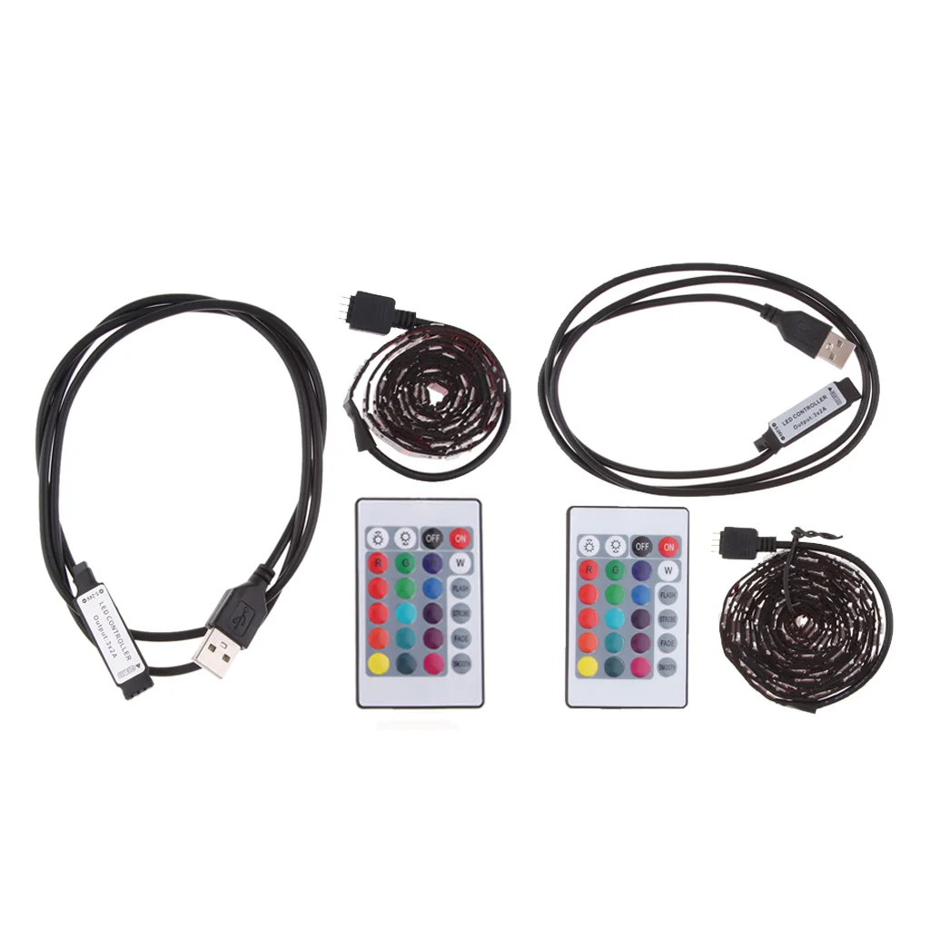 2 Pieces LED Light Strip LED RGB Strip Car Interior Atmosphere Lights Light USB LED Strip for Car TV Home