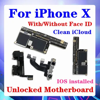 

64GB 256GB For iPhone X Motherboard With/Without Face ID 100% Unlocked Mainboard IOS installed Logic board With Chips Test OK